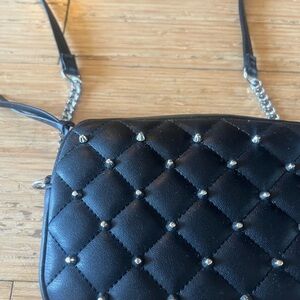 Black Crossbody Bag with Silver studs and Chain